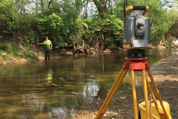 Land surveying in process.