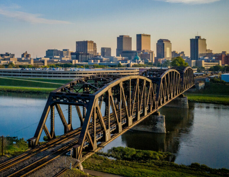 A bridge in Dayton, Ohio.